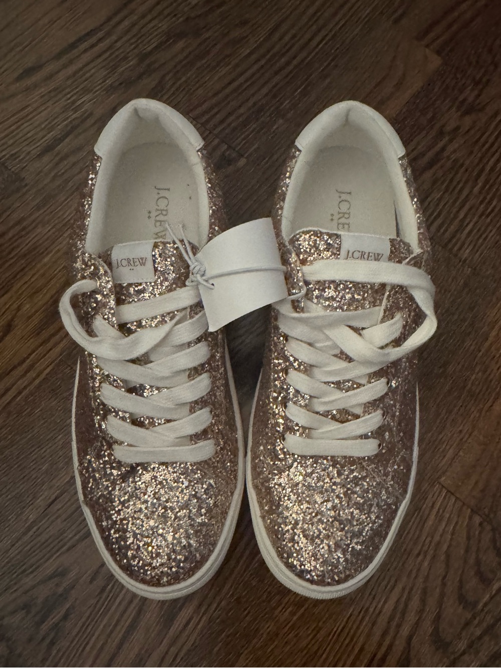 J. Crew Women's Gold Glitter Lace-Up Sneakers